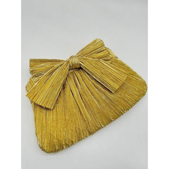 LOEFFLER RANDALL Rayne pleated bow clutch - Gold - Picture 7 of 13